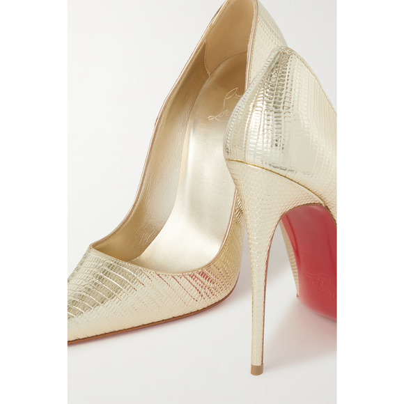 Christian Louboutin So Kate 120 Gold Lizard Lizzy Pointy Stiletto Heel Pump 37.5 - Picture 6 of 12